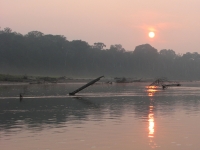 Sun rise Amazon River Peru